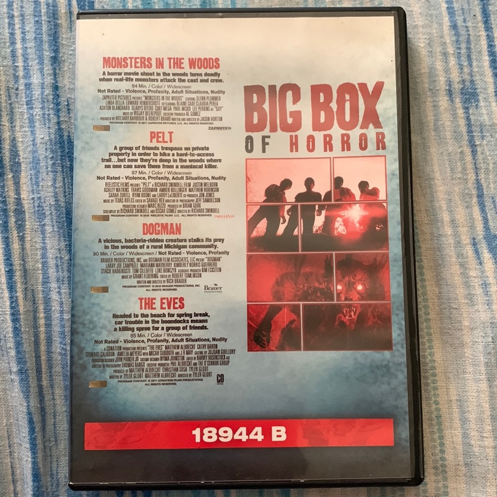 big box of horror movie DVD